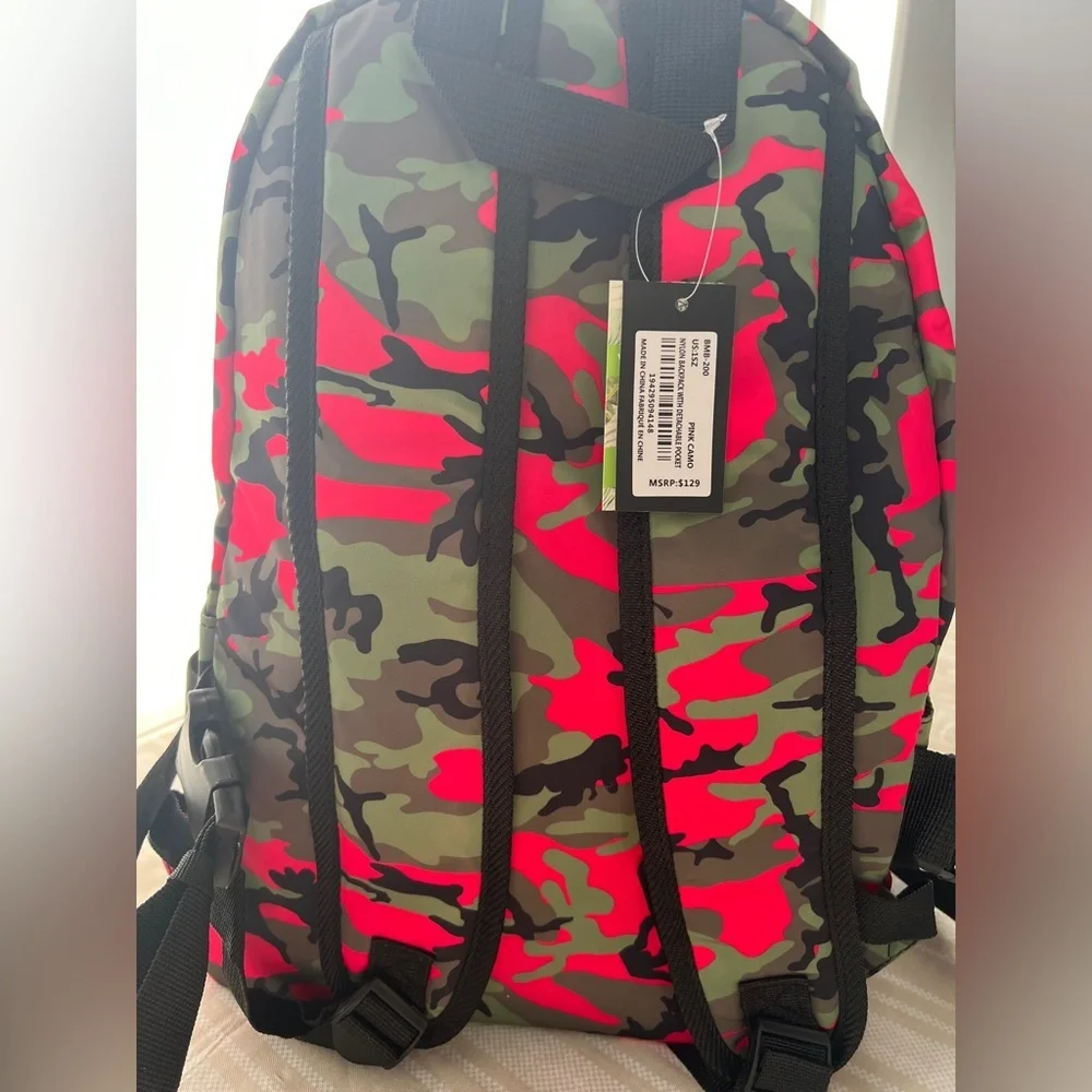 Badgley Mischka Pink Camo Nylon Backpack - Picture 6 of 10